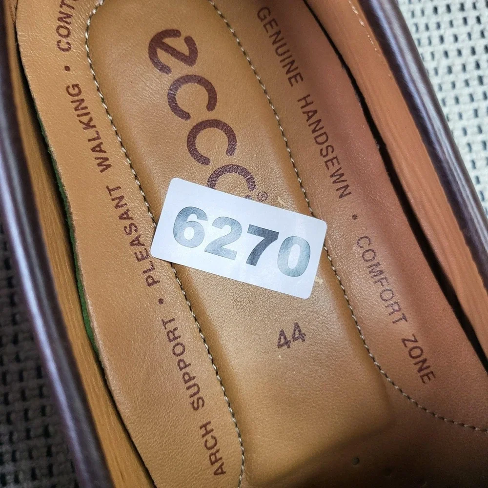 ECCO Loafer Shoes Mens Size 10.5 Brown Leather Slip On Casual Driving Comfort